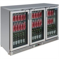 CE207  Polar rvs bardisplay drie klapdeuren, 925(h)1350(b)540(d)