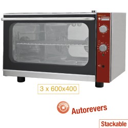  Elektrische convectieoven 3x 600x400 mm + manuele bevochtiger, 825x685xh495