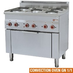 Fornuis 5 kookplaten en elektrische convectie-oven GN 1/1, 900x600xh850/970