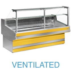 EB30/C1-VV Geventileerde gekoelde vitrinetoonbank met recht frontglas 90° zonder reserve