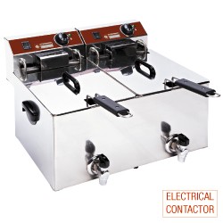  Elektrische friteuse tafelmodel 2x 10 liter + kraan, 560x450xh375