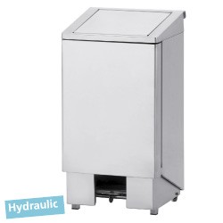 Inox vuilbak, met pedaal, deksel met vijzel, 60 liter