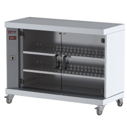 Verwarmde vitrinekast 60 kippen, op wielen, 1200x500xh900