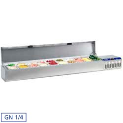  Gekoelde structuur GN 3x 1/4, 7x 1/6, 7x 1/9, met deksel, 2190x324x385/515