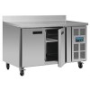 DL916  Polar RVS werkbank 2 deurs vriezer met spatrand, 850(h)1360(b)700(d)