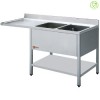 Spoeltafel met 2 kuipen en 1 druipvlak