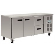  GD874  Polar RVS werkbank 2 deuren/2 lades koeling