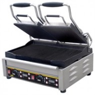  L554  Buffalo dubbele contact grill, Platen boven gegroefd, onder glad