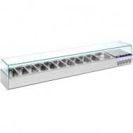  Gekoelde opzetstructuur 3x GN 1/3 + 1x GN 1/2 - 150 mm, met glasopbouw, 1200x395xh225/435