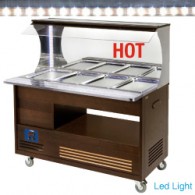  Warm wandbuffet, bain-marie, 4x GN 1/1-150 (Wengé hout), 1040(1495)x690(855)xh1405