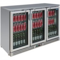 CE207  Polar rvs bardisplay drie klapdeuren, 925(h)1350(b)540(d)