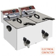  Elektrische friteuse, tafelmodel, 2x 8 liter + kraan, 560x450xh370