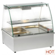  Warmvitrine, bain-marie 2x GN 1/1, panoramische, 695x602x680